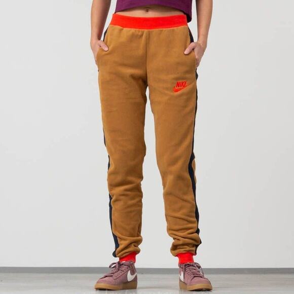 Nike Sportswear Polar Fleece Jogger Sweatpants Bronze Navy Orange SZ Small - Picture 11 of 11